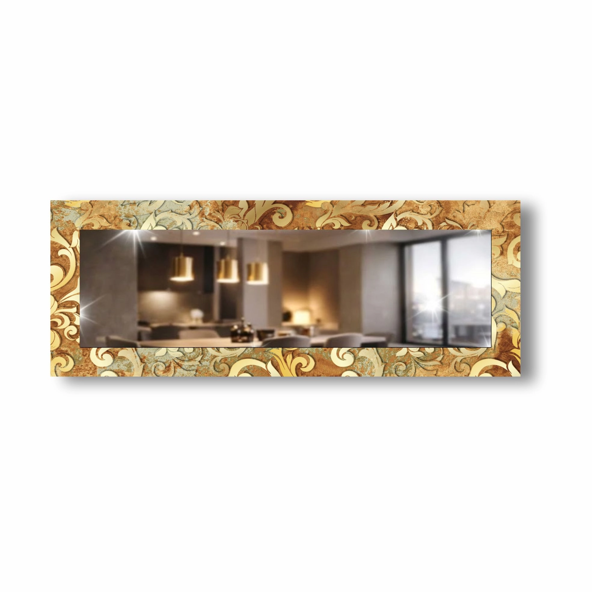 Gold Baskılı Panoramik Ayna