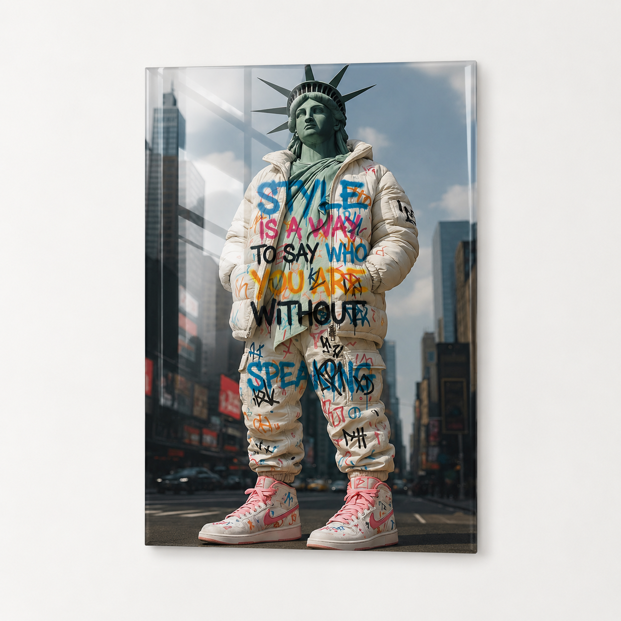 Özgürlük Heykeli Sokak Sanatı: Style Is A Way Dikey Cam Tablo