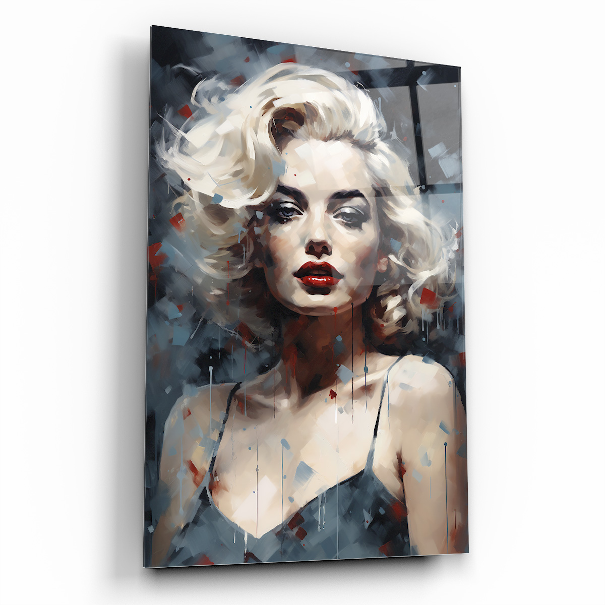 Büyüleyici Bakış: Marilyn Monroe Sanatsal Portre Dikey Cam Tablo