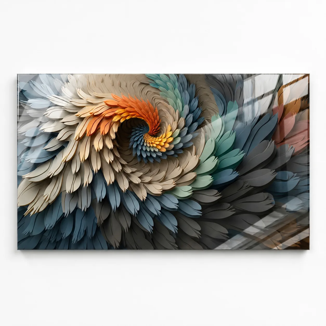 Spiral Tüy Dokulu Renkli Geçişler Cam Tablo