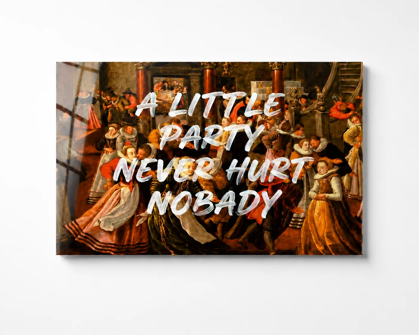Barok Ziyafet ve Modern Mesaj: A Little Party Dikey Cam Tablo