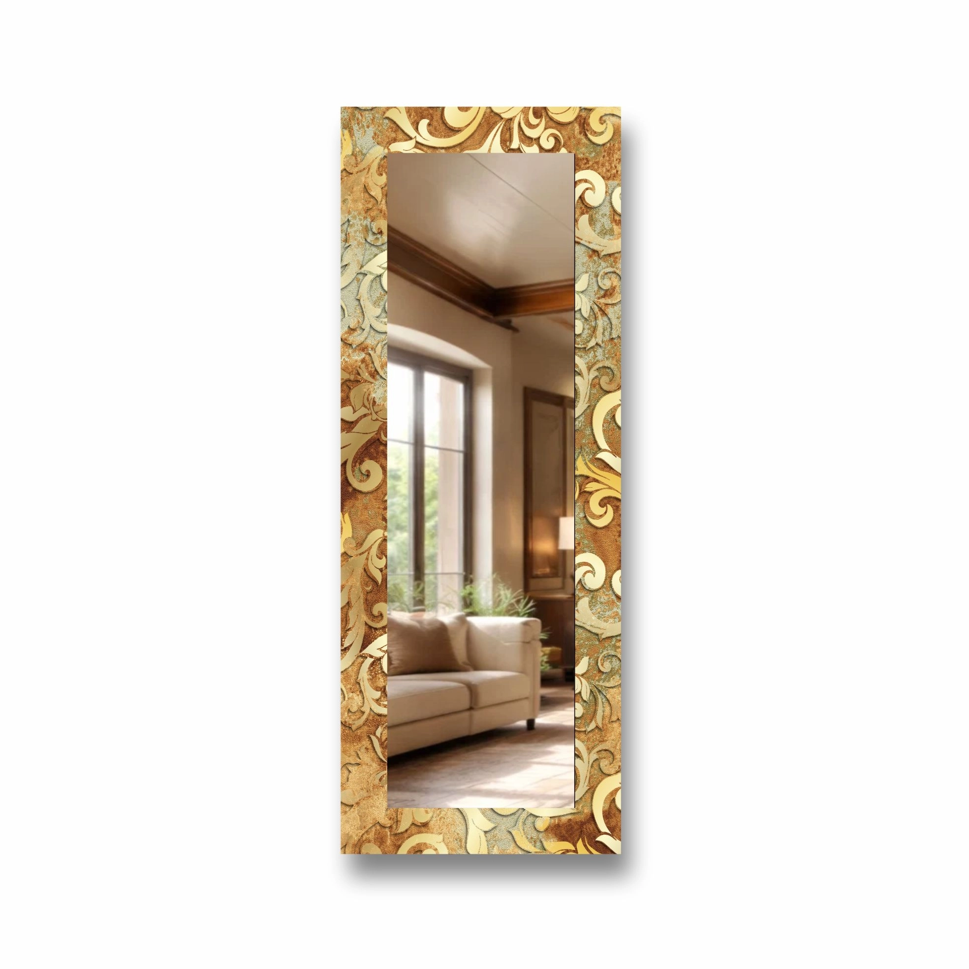 Gold Baskılı Dikey Panoramik Ayna