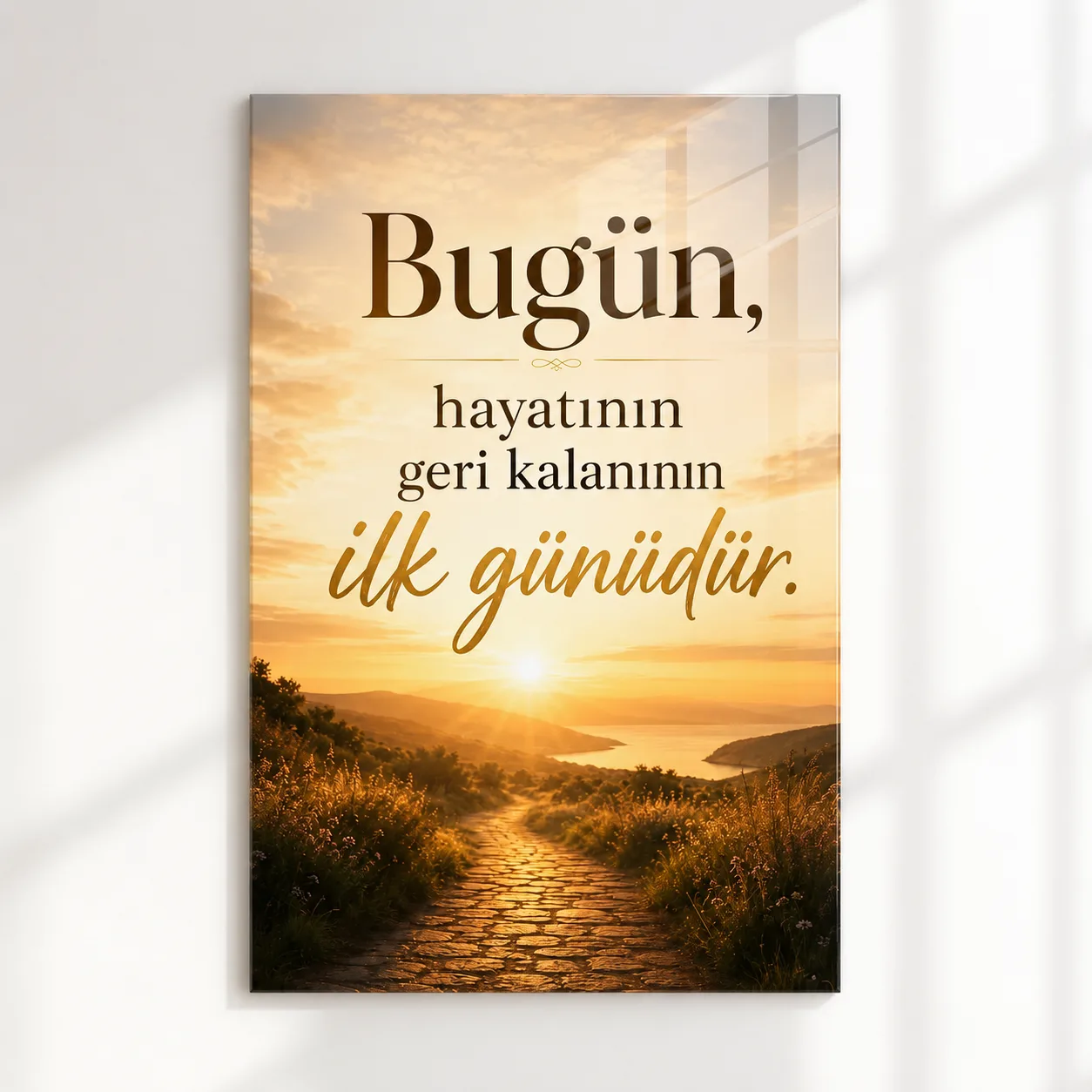 Yeni Başlangıç Yolu İlham Veren Dikey Cam Tablo