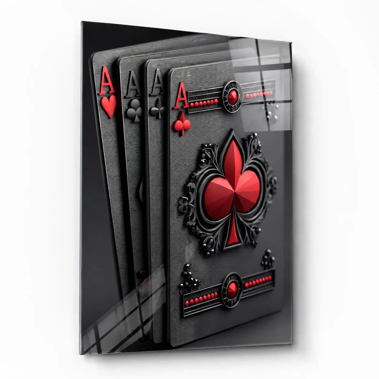 Asil Kupa: Dört As Poker Temalı Dikey Cam Tablo