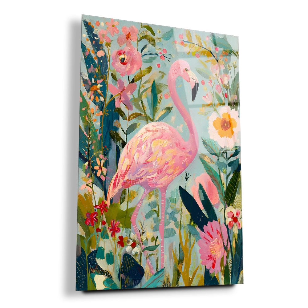 Renkli Flamingo Cam Tablo