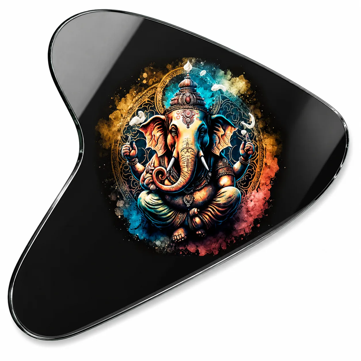 Renkli Mandala Ganesha Mekik Form Cam Tablo
