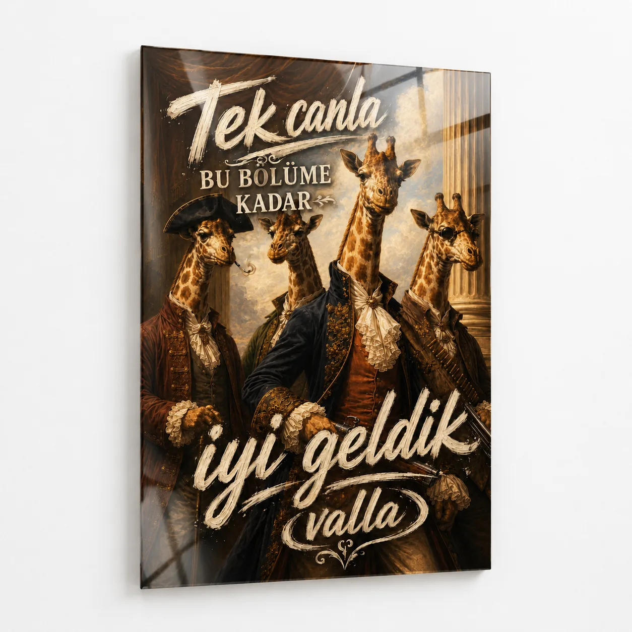 Tek Canla Bu Bölüme Kadar Zürafalar: Mizahi Dikey Cam Tablo
