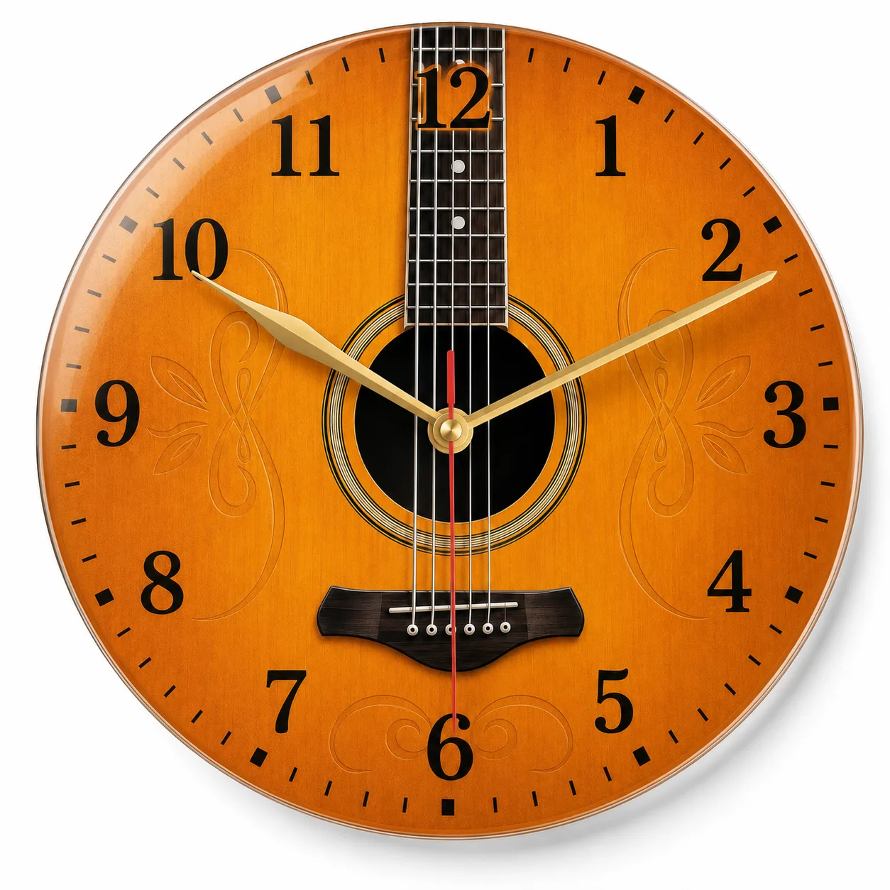 Akustik Gitar Tasarımlı Dekoratif Duvar Saati