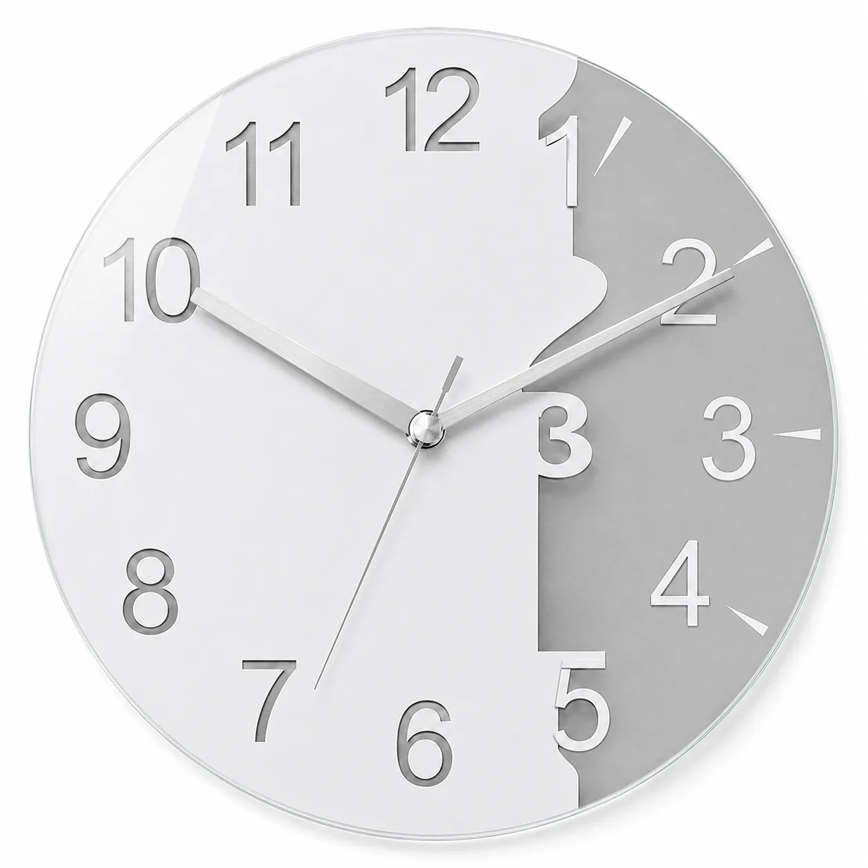 Modern Minimalist Gri Beyaz Dekoratif Duvar Saati