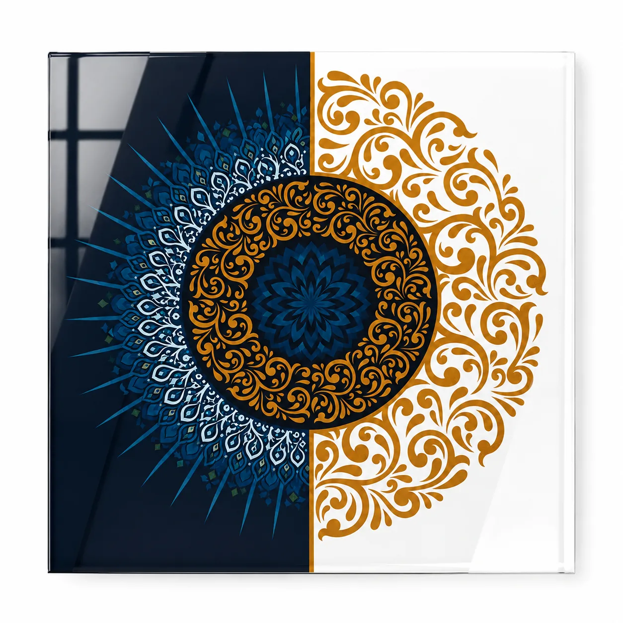 Mistik Mandala ve Renklerin Dansı Kare Cam Tablo